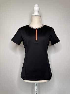 Aether Black Active Tee Shirt 1/4 Zip Short Sleeve Performance Top Size S
